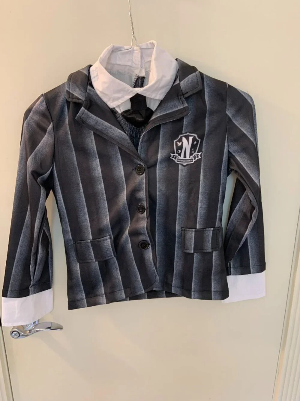 Spirit Wednesday Addams Child Nevermore Uniform Costume with bonus hand and wig